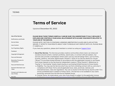 DailyUI #089 - Terms of Service dailyui terms of service web