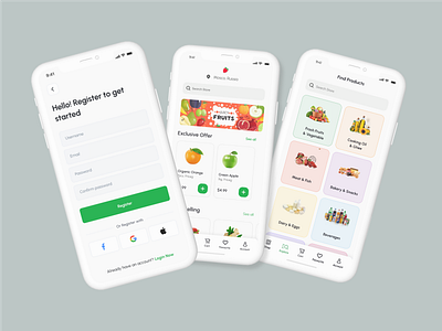 Grocery App aplication app app design branding design figma food food delivery app grocery mobile app mobile app design mobile ui supermarket ui