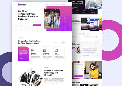 Online Web Services Home Page UI/UX banner business clean colorful content managment creative graphic design hero section informative website landing page mockup modern design professional services uiux web web design web designer web template website