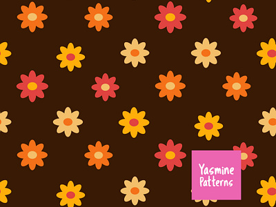 Retro 70s hippie orange flowers seamless pattern Vector Image