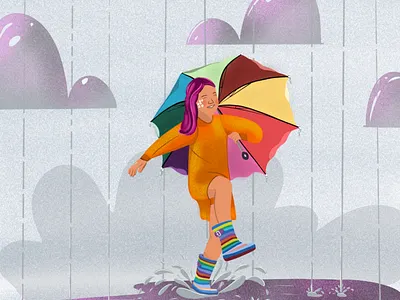 Play with rain illustration