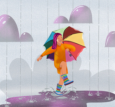 Play with rain illustration