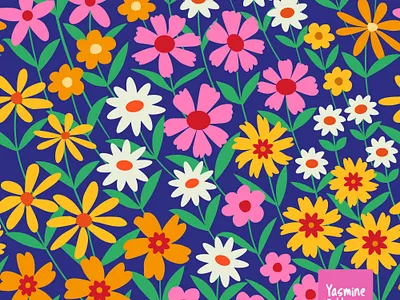 Retro Boho Floral Garden Pattern boho botanical design floral garden floral illustration floral pattern graphic design illustration seamless pattern surface designer textile designer vector