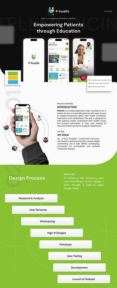 Phealth -UX Case Study | Patient Education app app branding casestudy design education graphic design health illustration medicine telemedicine uiux ux