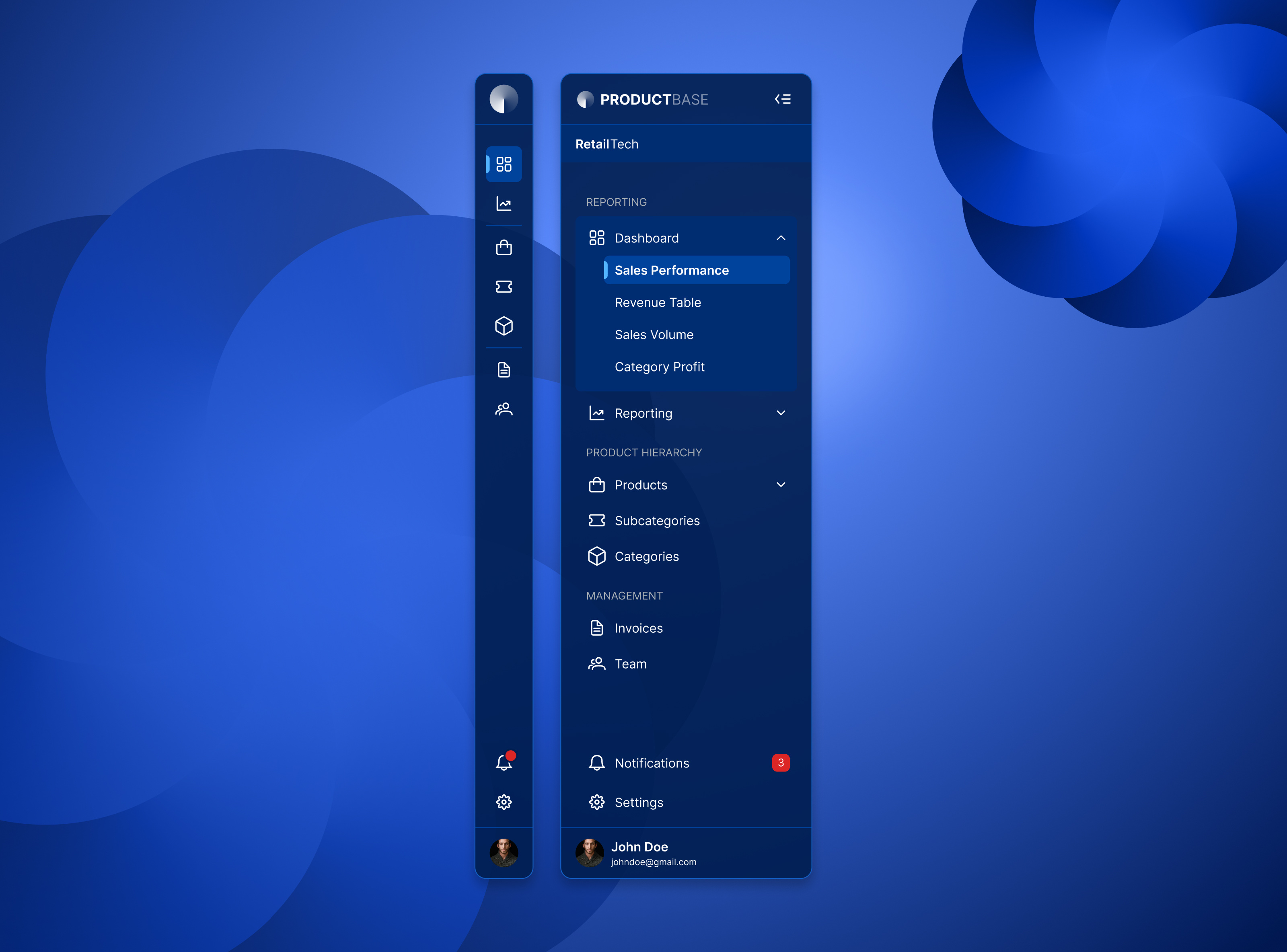 Sidebar Navigation blue dark theme drawer light theme navigation sidebar sideout ui