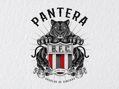 Panther coat of arms coar of arms crest crosshatching engraving etching panther shield vextor vintage