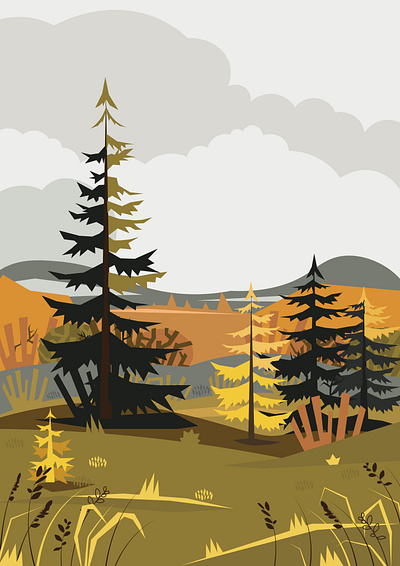 Осенний пейзаж иллюстрация design graphic design illustration typography vector