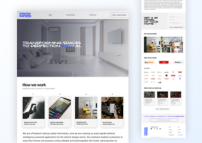 Web design for Interiorkaro.com (Figma) aesthetic design figma futuristic interiordesign minimal ui ux web