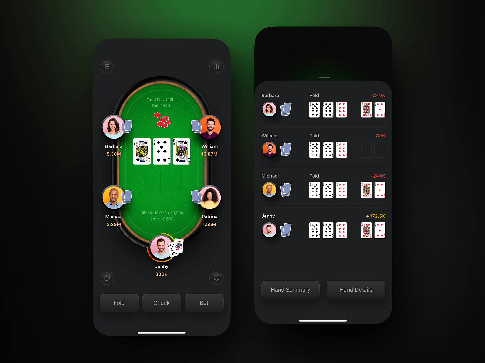Online Poker App Design by Ivan Saverchenko on Dribbble