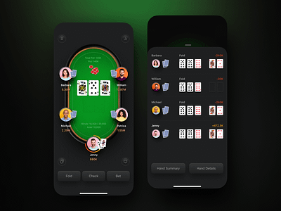 Online Poker App Design app casino clean design gambling gambling app game game design jackpot mobile app mobile app design online casino poker poker app poker card ui ux