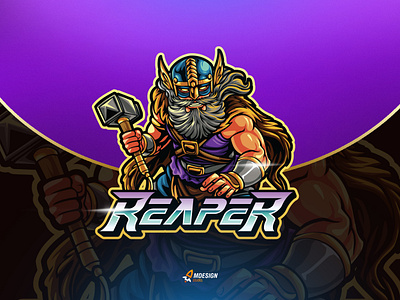 Viking Mascot Logo clothes esport hammer illustration logo mascot reaper vector viking vikinglogo vikingmascot