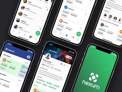 Nexum - Connecting Entreprenuers angel investors app buying clean company design invest investing investors ios logo mobile selling ui uiux ux