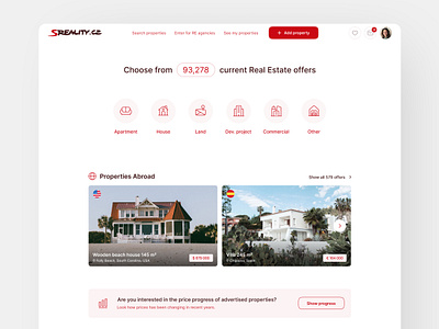 Real Estate portal - Landing page hana simkova house house for sale housing landing page landing page design minimalistic ui product design properties real estate real estate landing page real estate portal real estate ui real estate website redesign sreality.cz ui ui design user interface ux design