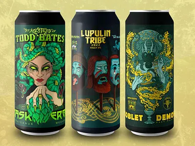 Maskeron Monster Series beer beer art beer label demon illustration medusa mockup snake vector viking zombie