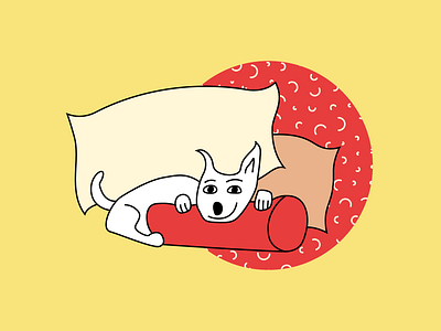 Dog with pillows digital illustration dog illustration pillow relax rest sleep vector art vector illustration