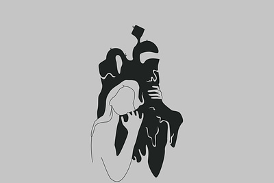 Hugging your sadness creative creativity design feel blue gham girl graphic illustration love poster vector women