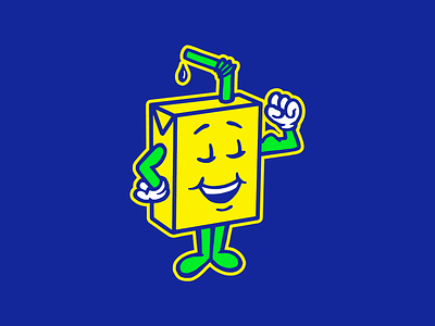 Muscle Juice branding character illustration juice box mascot