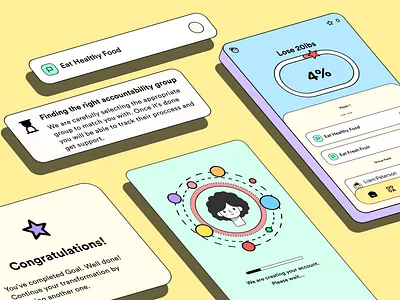 Goal Tracking App achievement app building habits chat community design engaging fun goal goal tracking health activity lifestyle mobile motivation planning progress task tracker ui ux