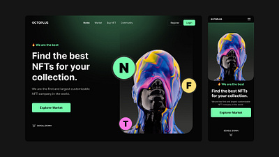 Landing Page NFT Dark Mode design ui uidesign uxdesign