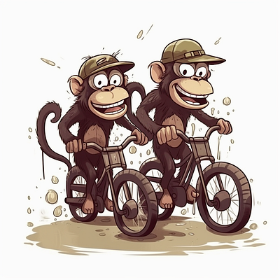 monkey riding a bicycle animal brand branding company design elegant illustration logo vector