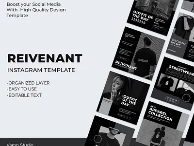 Reivenant Social Media Template branding graphic design social media template ui