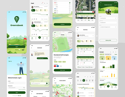 Golf App UI app design golf mobile modern new statistics tracking trendy ui uiux