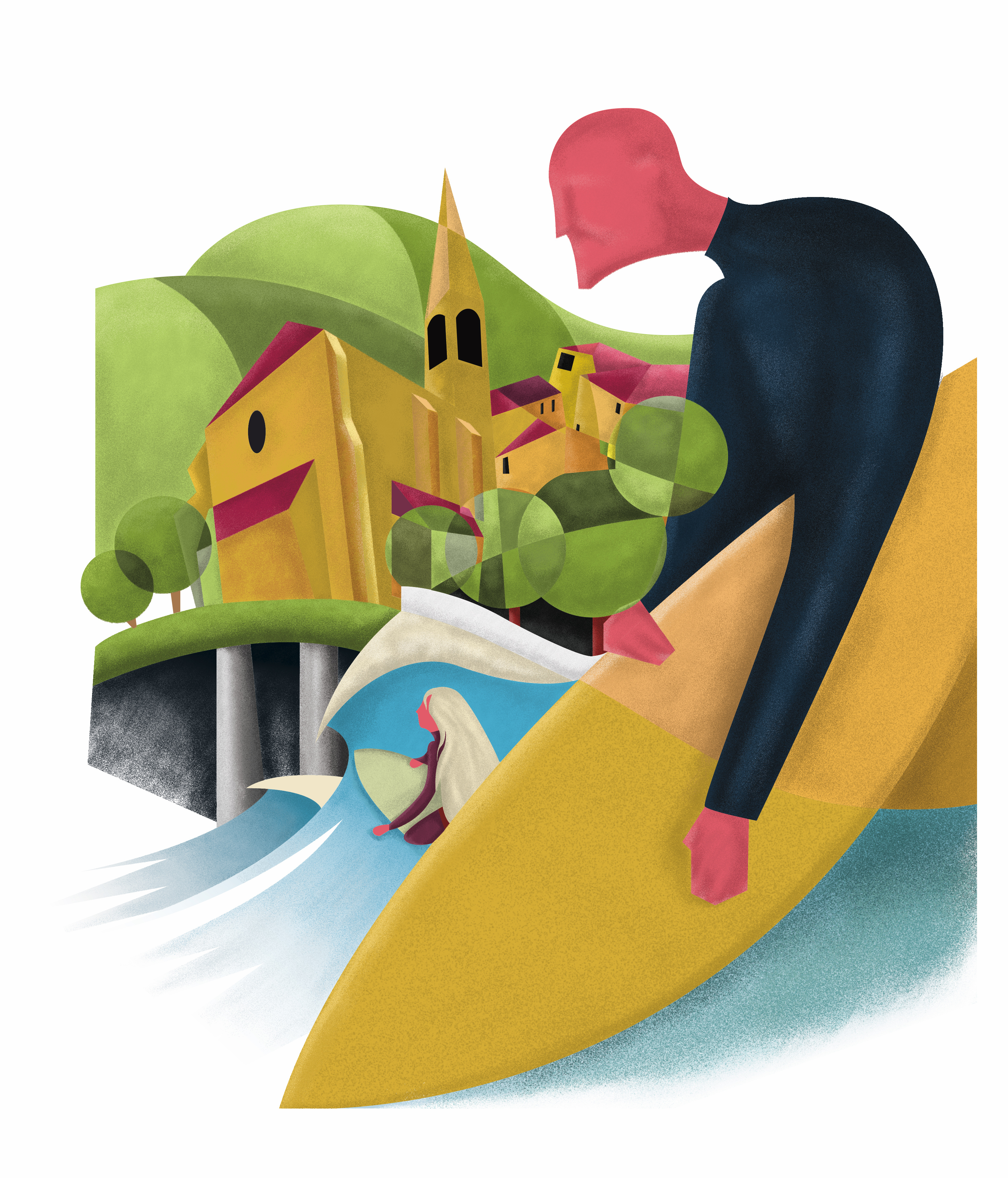 Mundaka Surfing town design graphic design illustration ilustrator logo sports surfing vector