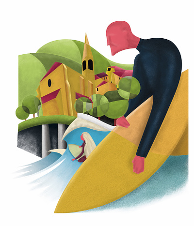 Mundaka Surfing town design graphic design illustration ilustrator logo sports surfing vector
