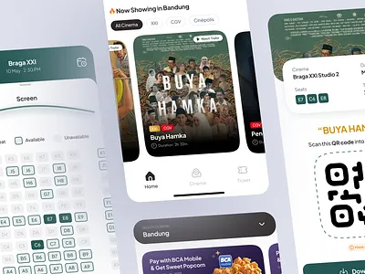 Shinema - Cinema Ticket App banner barcode booking booking app cinema film mobile mobile app design movie qr select seat ticket ticket booking xxi