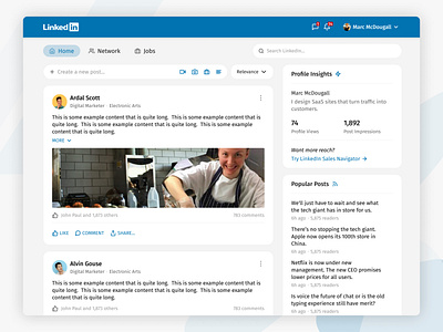 LinkedIn Dashboard Redesign design linkedin social media
