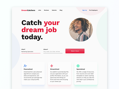 Landing Page - Job Board design ui ux