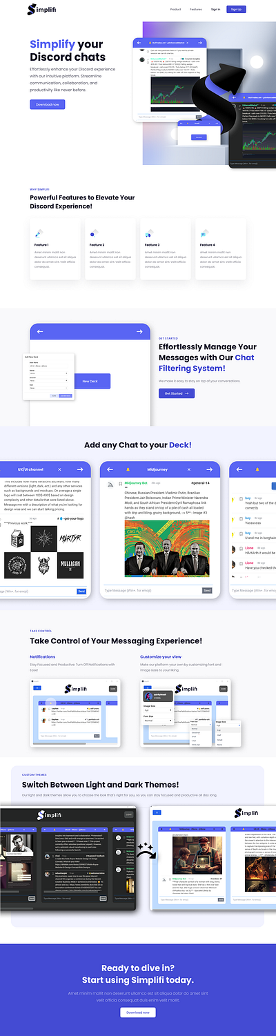 SaaS feature page design branding business design discord feature page freelance graphic design illustration landing page logo modern saas software ui ux web website design