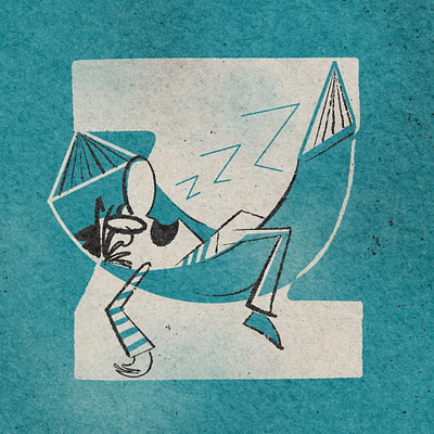 Z is for zzzz's - 36 Days of Type 36 days alphabet design hammock illustration lazy letter mid century nap napping sleep snooze snoozing texture type typography z zzz