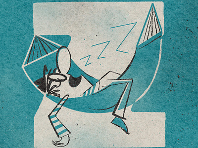 Z is for zzzz's - 36 Days of Type 36 days alphabet design hammock illustration lazy letter mid century nap napping sleep snooze snoozing texture type typography z zzz