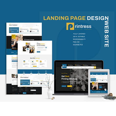 Printress app branding design graphic design illustration landingpage typography ui ux web design