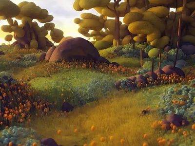Carpeted Clearing 3d 3d illustration ai generative art generative illustration illustration landscape landscape illustration nature illustration plants stuart wade trees