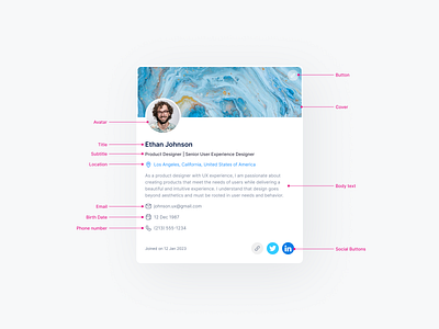 Profile page | Anatomy anatomy card design design system figma interface minimal navigation product product design profile sergushkin simple specification ui ui design ui kit ux ux design website