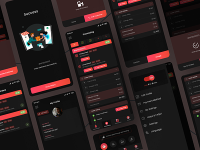 Delivery Agent App dark theme dashboard delivery design erp flutter food grocery medical mobile app navigation order status profile react native ui ui designer ui web design ux uxdesign webapp design