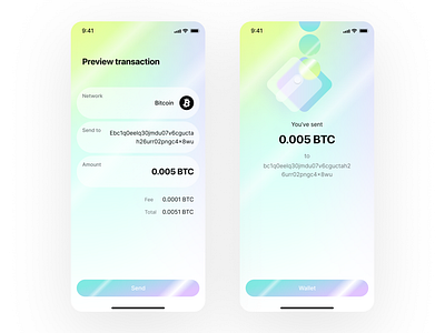 Crypto wallet mobile app UI/UX design, Preview transaction app crypto app crypto wallet app design graphic design holographic illustration inance app mobile sent successfully ui ux wallet app