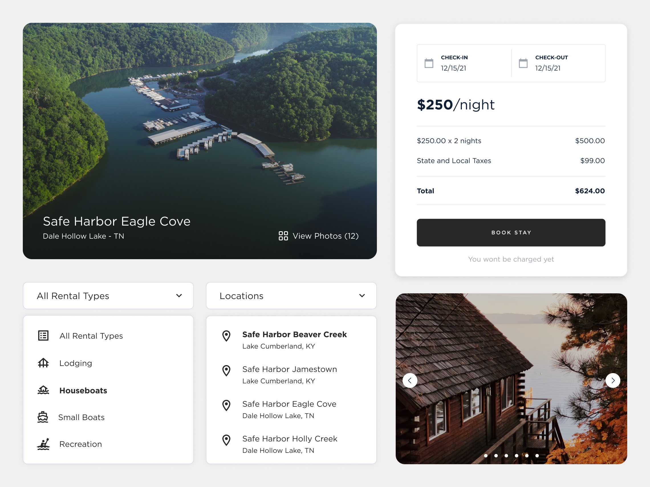 Safe Harbor Rentals agency booking design marina rental studio travel ui ux vacation website