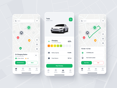 The ChargeOn Mobile App app app design battery car charging design electric electric vehicle ev ios map mobile ui ux vehicle