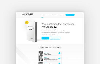 Agentic Shift about us book release branding design digital design graphic design landing page marketing newsletter podcast typography ui ux website