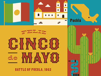 Feliz Cinco de Mayo! cactus cinco de mayo design flag graphic design illustration malley design mexico snake typography vector