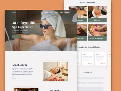 Serene Spa Website app branding design figma freelance graphic design illustration landing page logo minimal spa typography ui ux web web design web development webflow website