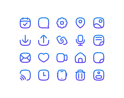 Squircle Icons calendar chat download fat icons gear home icon icon set notes phone photo pin square and circle squircle trash upload video