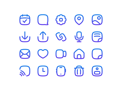 Squircle Icons calendar chat download fat icons gear home icon icon set notes phone photo pin square and circle squircle trash upload video