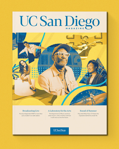 UC San Diego Magazine Spring 2023 Cover branding circles college colorful design editorial education electronica fun illustration king britt lines magazine music photography print shapes university vector vibrant