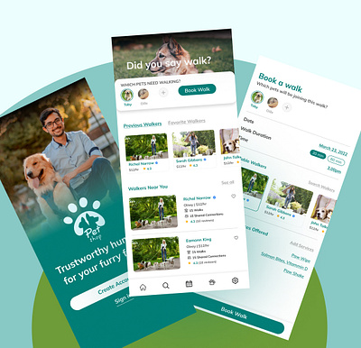 Pet Care Mobile App graphic design ui ux web design