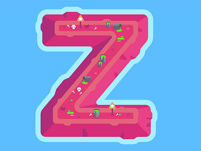 36 Days Of Type | Z 36daysoftype affinity designer alphabite barrels flat illustration island isometric landscape letter z nuclear waste casks vector z