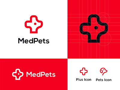 PETS MEDICAL LOGO animal logo brand brand identity branding color design dog logo illustration logo logodesigner logos lovedog mark medical logo minimal pet pets logo plus icon simple vector